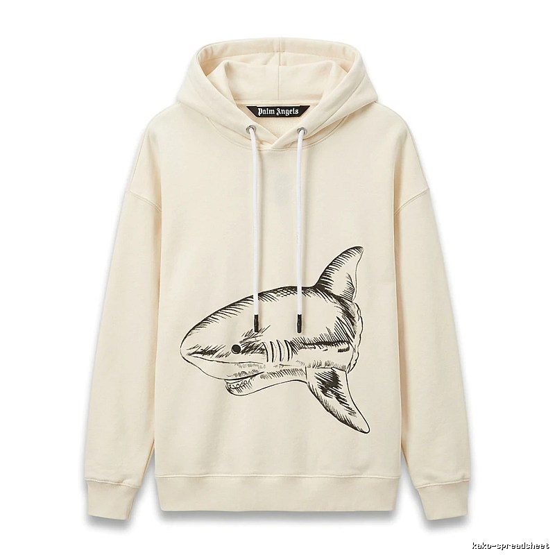 Palm Angels Shark Series Simple Style Beige Hoodie