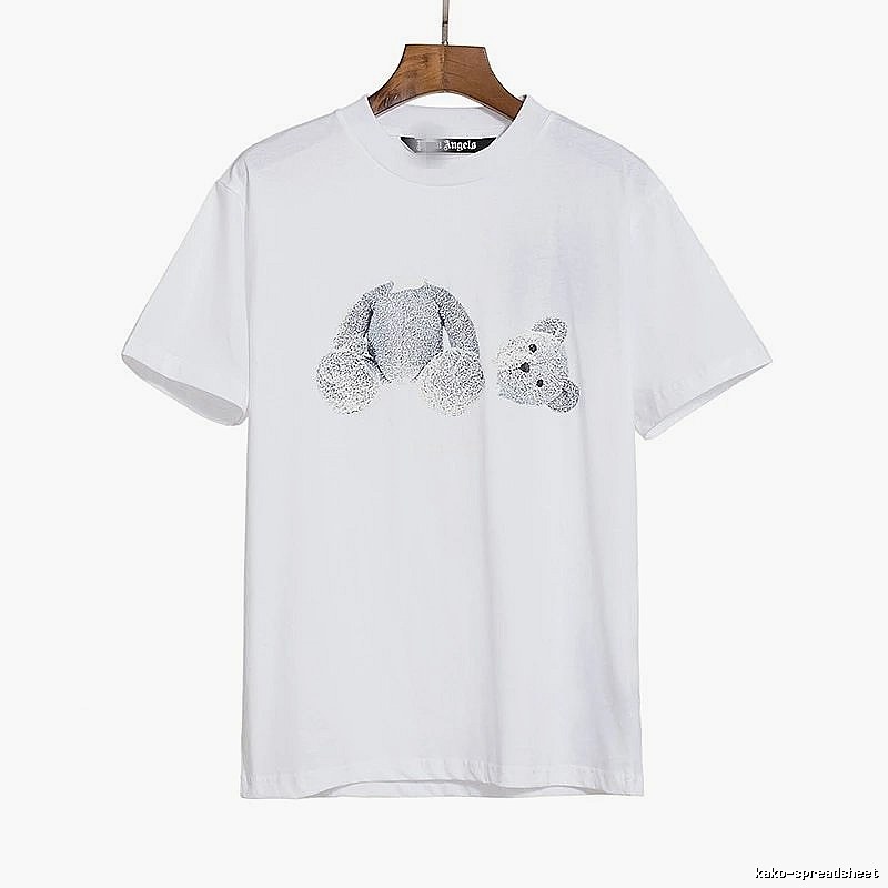 Palm Angels Travel Bear graphic T-shirt White Colorful Bear with Soft Visual Tone
