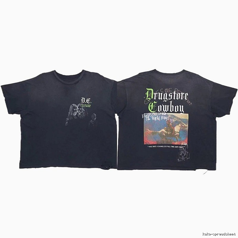 Paly Hollywood Cowboy Print Vintage Black T-shirt