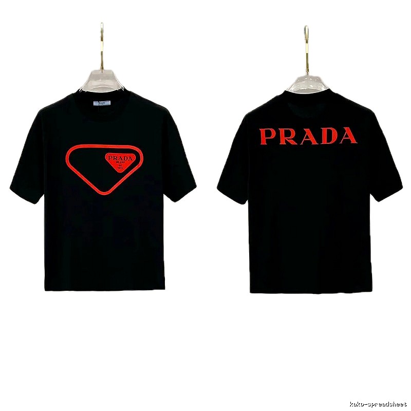 Prada Inverted Triangle Streetwear Style Black Short-sleeve T-shirt