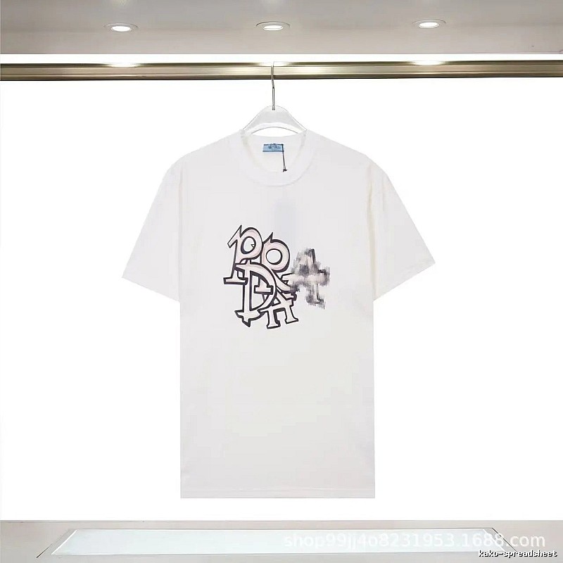 Prada Overlapping Print Street Style White Short Sleeve T-Shirt