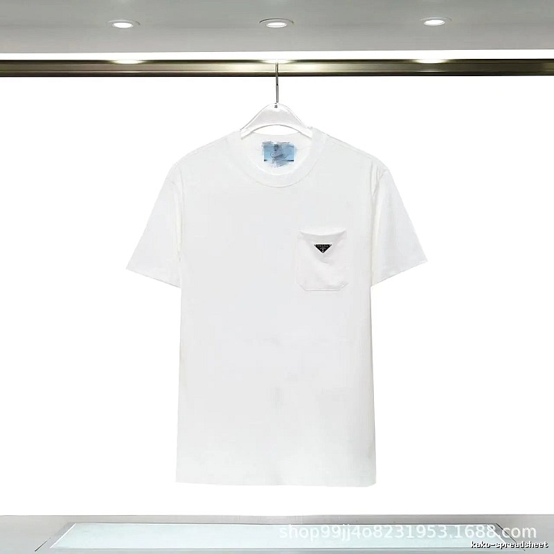 Prada Triangle Logo Minimalist Style White Short-sleeve T-shirt