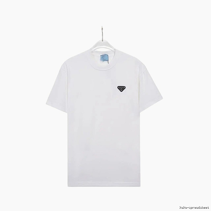 Prada Triangle Logo Minimalist Style White Short-sleeve T-shirt