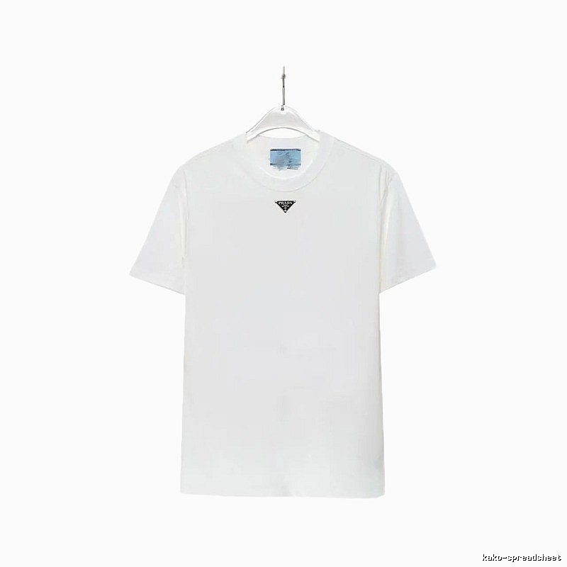 Prada Triangle Logo Minimalist Style White T-Shirt