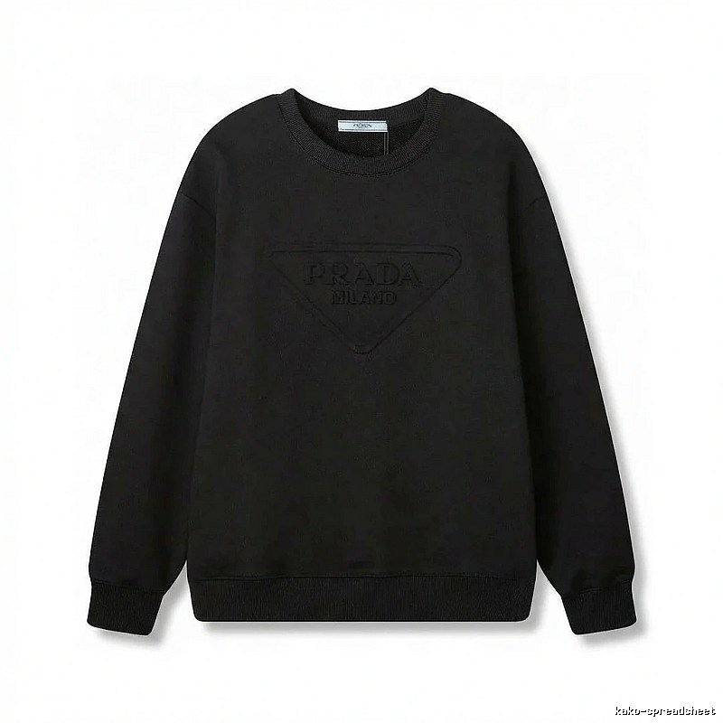 Prada triangular logo simple black sweatshirt