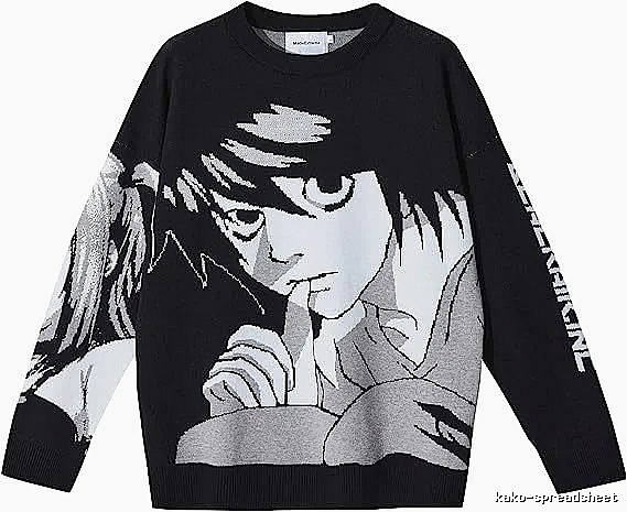 Premium Style Anime graphic sweater Black Knit Top for Minimal Outfits