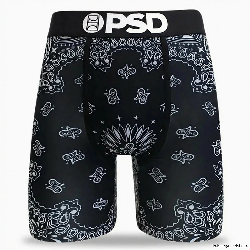 PSD retro-style printed black shorts