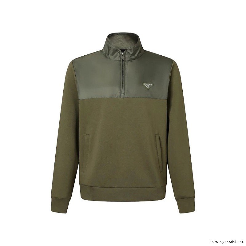Quarter Zip Sweatshirt by Prada with Olive Quarter Zip Sweatshirt with