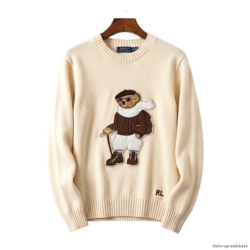 Ralph Lauren Bear Retro Style Beige Sweater