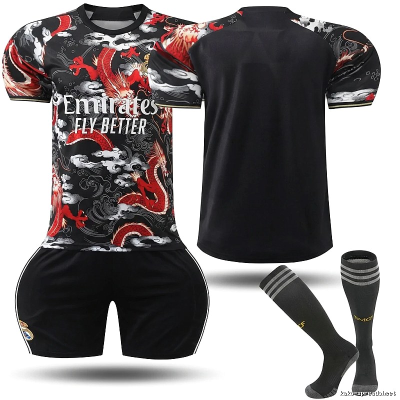Real Madrid dragon pattern Chinese style black jersey