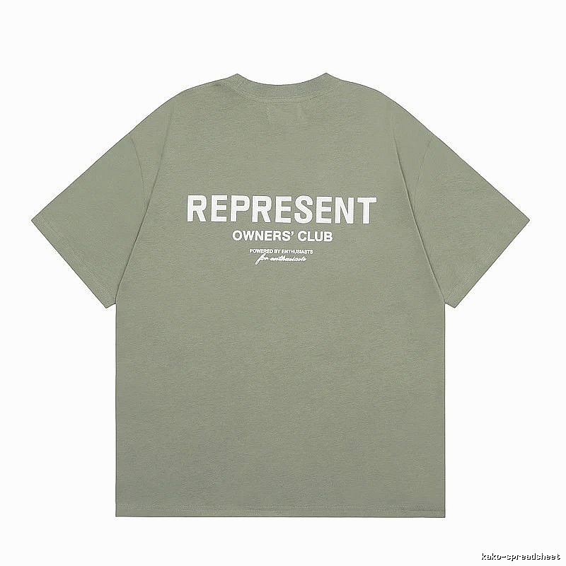 Represent Army Green Style 868 Owners Club T-Shirt Signature Detail Logo