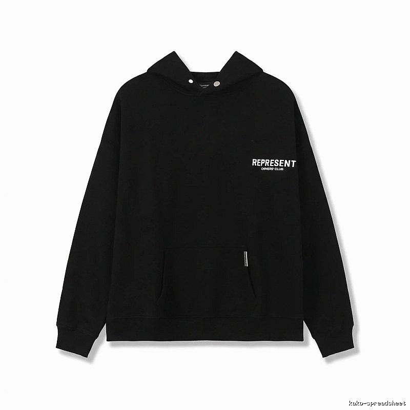 REPRESENT Minimalist Style Black Hoodie