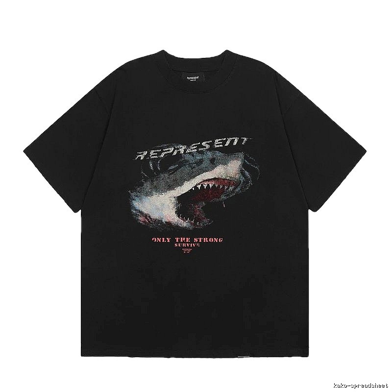 Represent Shark Print Vintage Black T-Shirt