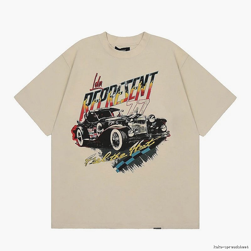 Represent Vintage Classic Car Printed Beige Short-sleeve T-shirt