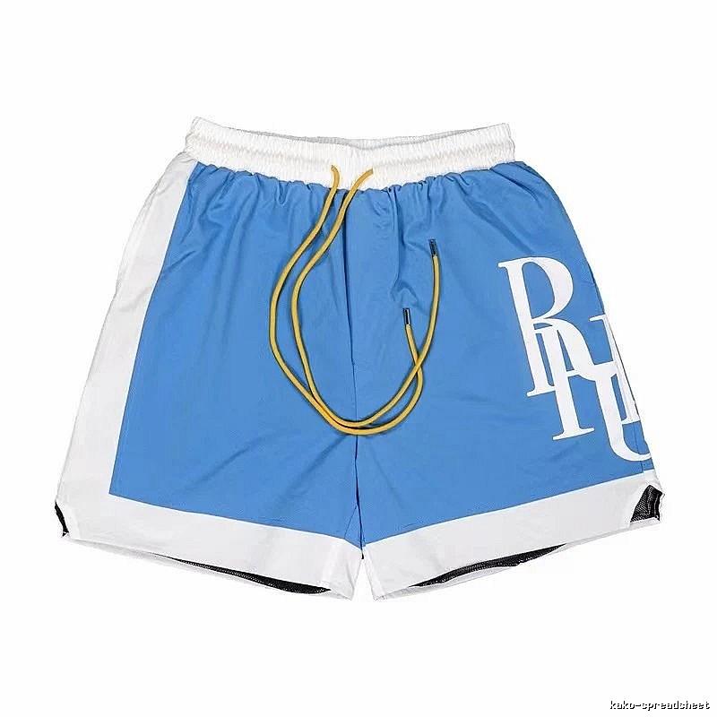 RHUDE Blue and White Contrast Color Sports Shorts