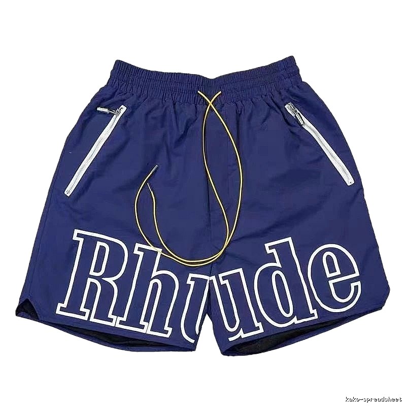 RHUDE letter-style dark blue shorts