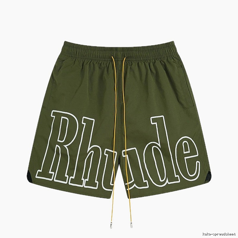 RHUDE letter-style military green shorts