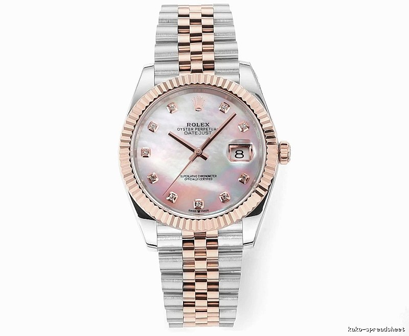 Rolex Datejust Automatic Watch - pink mother-of-pearl dial and two-tone bracelet for gifting