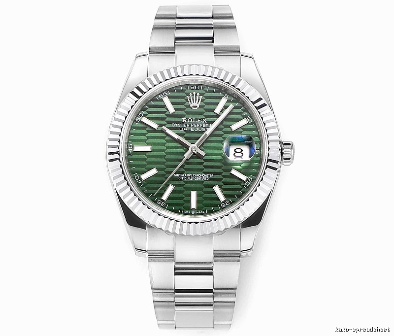 Rolex Datejust Automatic Watch with green fluted-pattern dial and oyster bracelet in Silver And Green