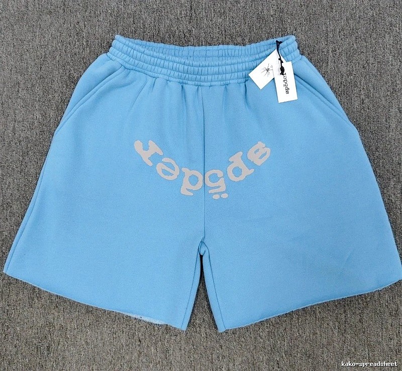 Sp5der Foam Print Street Style Light Blue Shorts