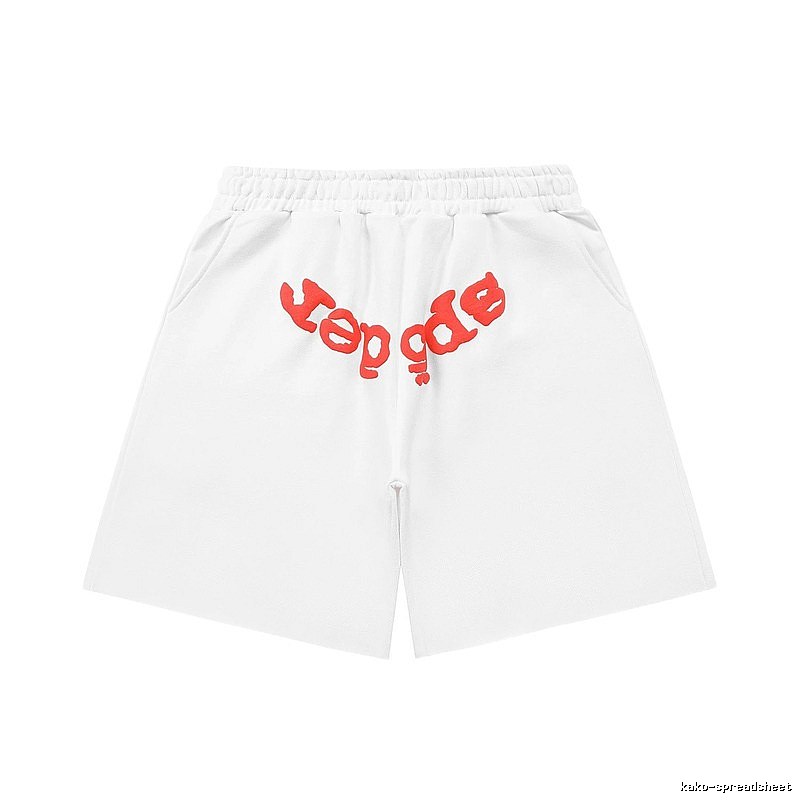 Sp5der red letter white shorts