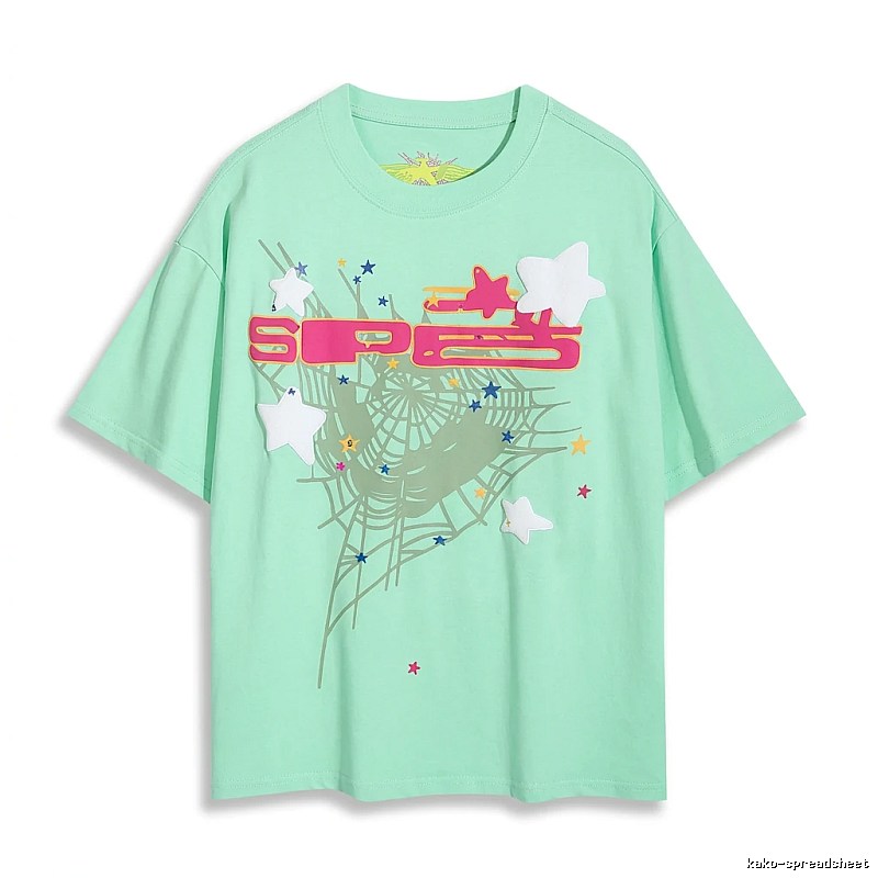 Sp5der star - printed light green T - shirt