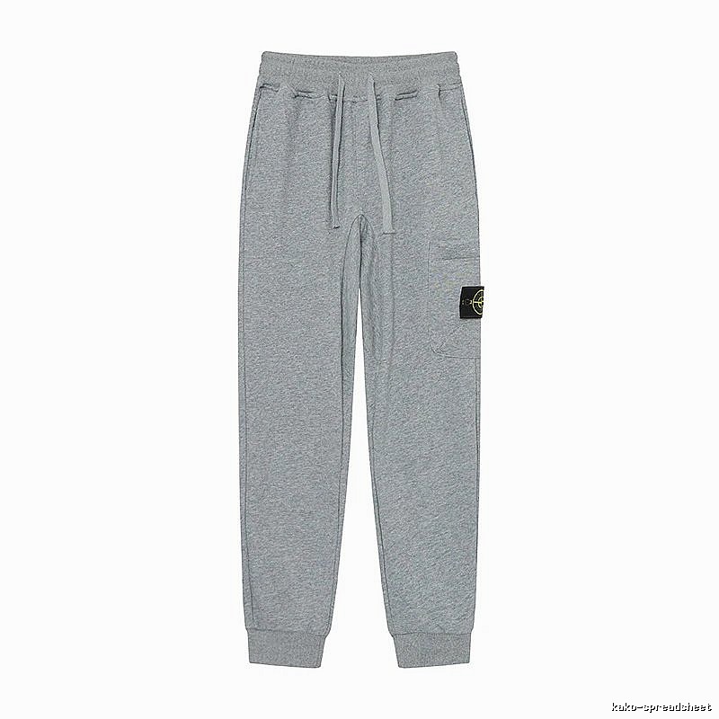 Stone Island Compass Logo Casual Light Grey Cuffed Sweatpants