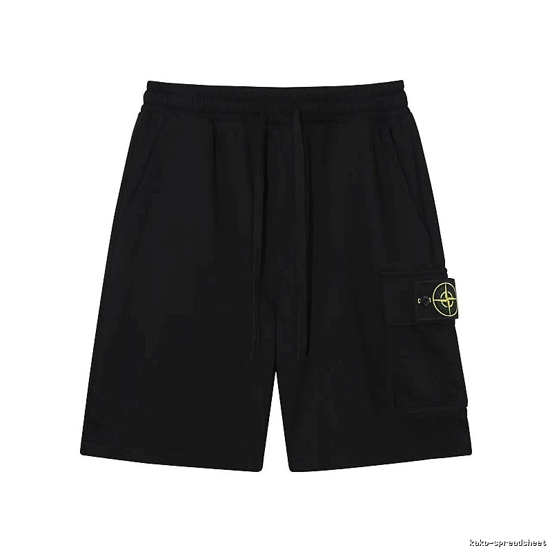 Stone Island Compass Logo Workwear Style Black Shorts