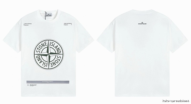 Stone Island Compass Print Casual Style White Short-sleeve T-shirt