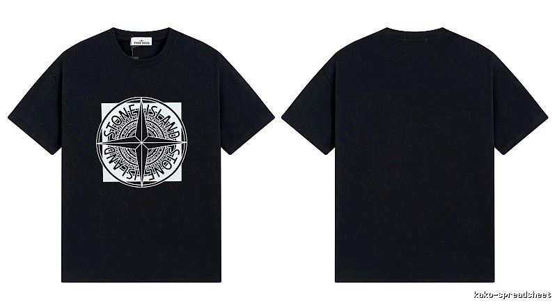 Stone Island Compass Print Street Style Black T-Shirt