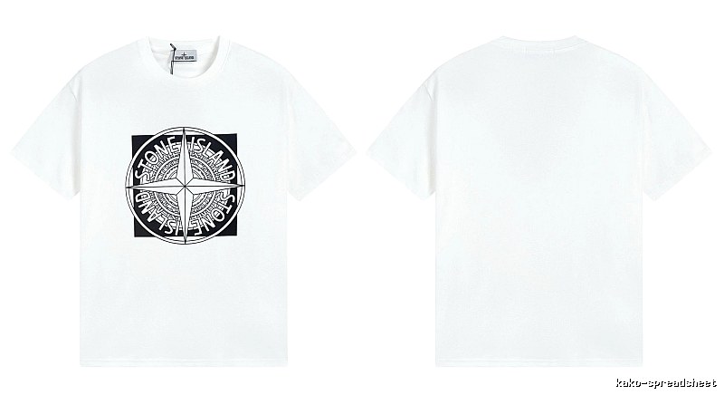 Stone Island Compass Print Street Style White T-Shirt