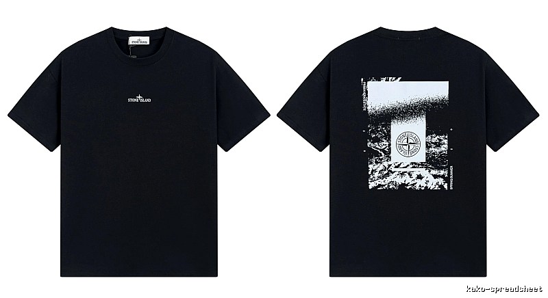 Stone Island Printed Functional Style Black Short Sleeve T-Shirt