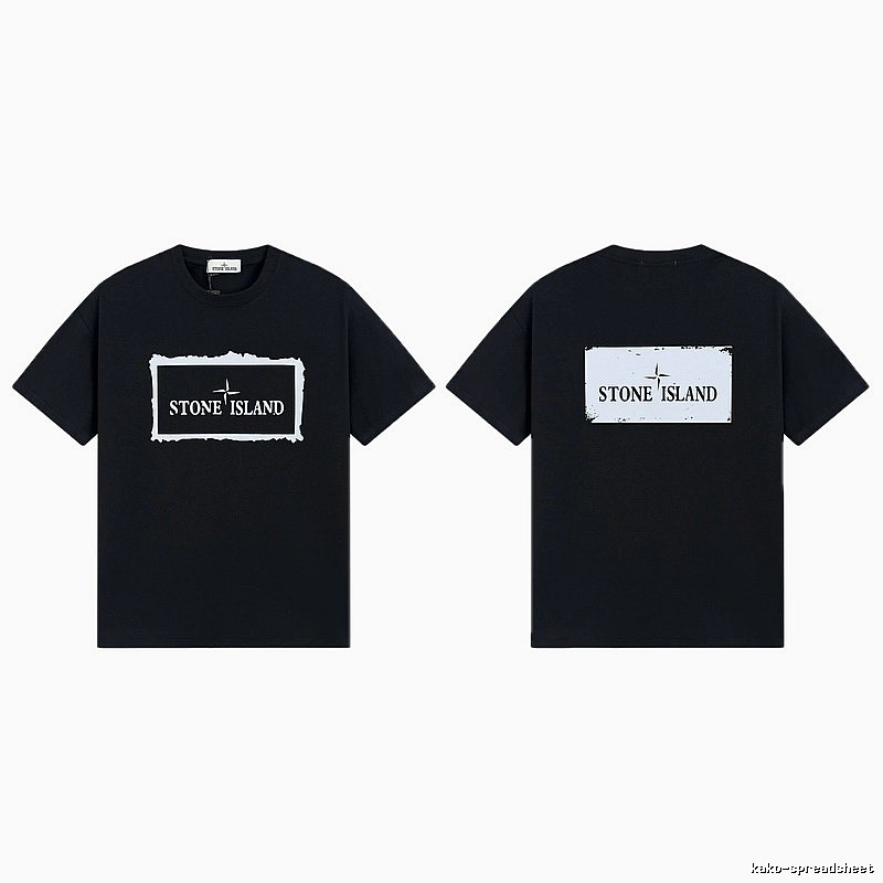 Stone Island Printed Street Style Black T-Shirt