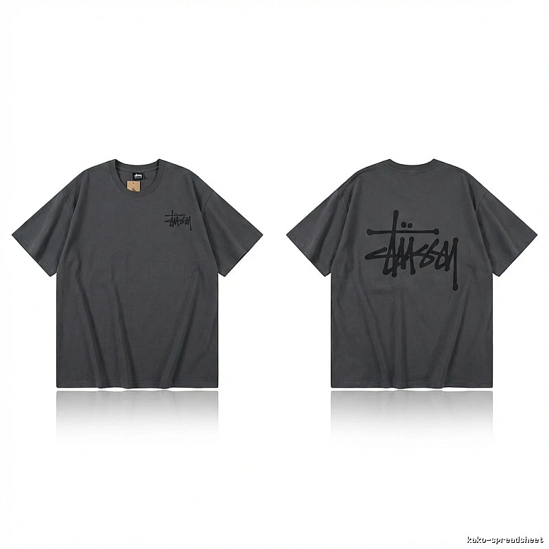 Stussy basic style simple style dark gray T-shirt