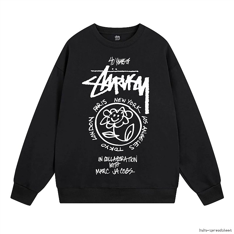 Stussy Black Style 539 Graphic SweatShirt Campus Look