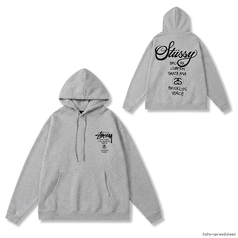 Stussy City Series Minimalist Style Light Gray Hoodie