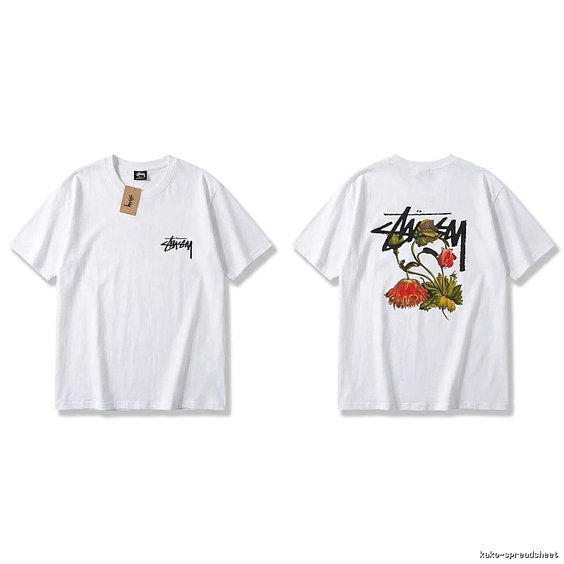Stussy Floral Print White T-Shirt