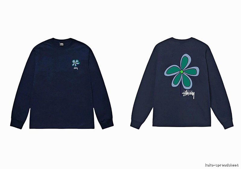 Stussy Floral Series Casual Style Navy Long-Sleeve