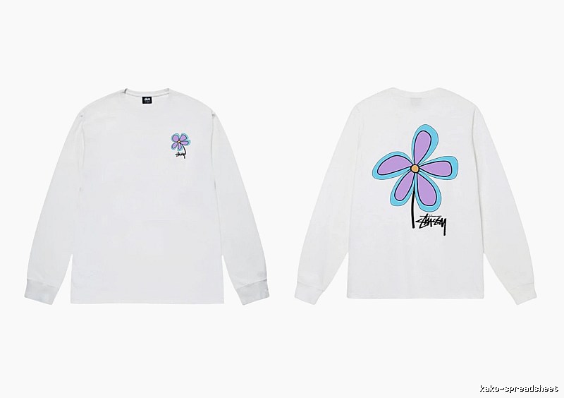 Stussy Flower Print Style White Long T-shirt