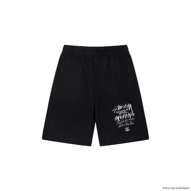 Stussy graffiti-style black shorts