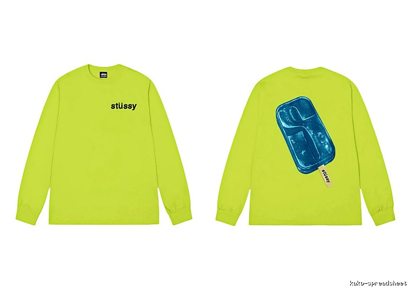 Stussy Ice Cream Series Fluorescent Green Long-sleeve Shirt