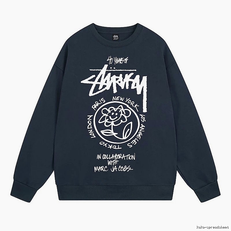 Stussy Navy Style 539 Graphic SweatShirt Poolside Style