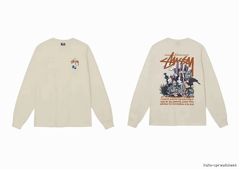Stussy Print Retro Style Long-Sleeve (Off-White)