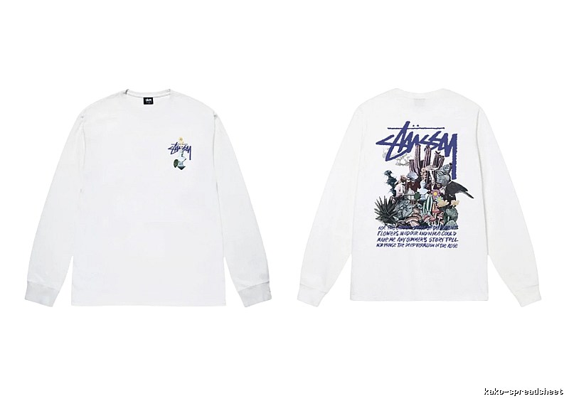 Stussy printed trendy white long-sleeve
