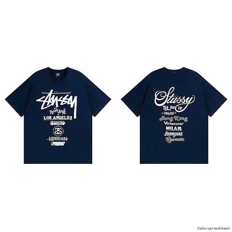 Stussy Simple Logo Finish Spider Graphic T-Shirt Minimal Look