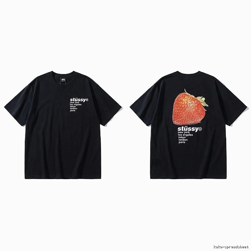 Stussy Strawberry Print Black T-shirt