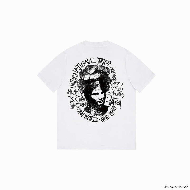 Stussy Summer Graphic T-shirt Black White Stussy with Bold Graphic