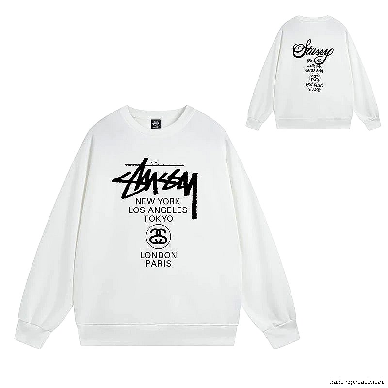 Stussy White Style 541 Graphic SweatShirt Coffee Run