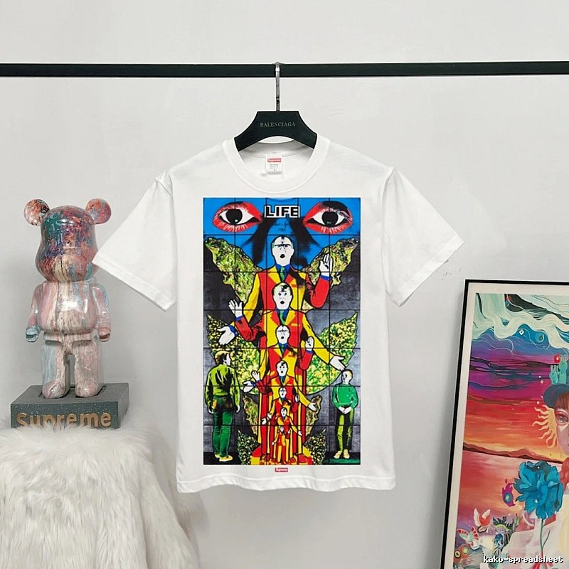 Supreme Art Print Street Style White T-Shirt