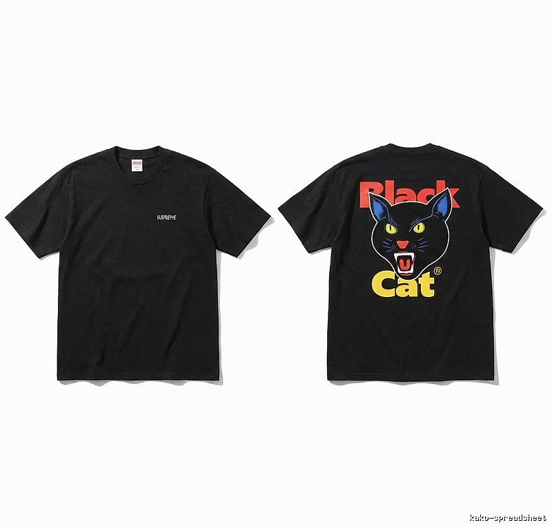 Supreme Black Cat Trendy and Cool Style Short-sleeve Shirt